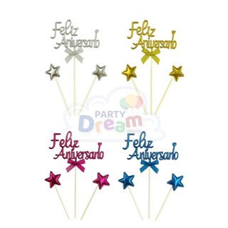 Topo de Bolo Feliz Aniversário 21cm Espelhado Unidades Letreiro festa surpresa decoracao em Oferta na Shopee