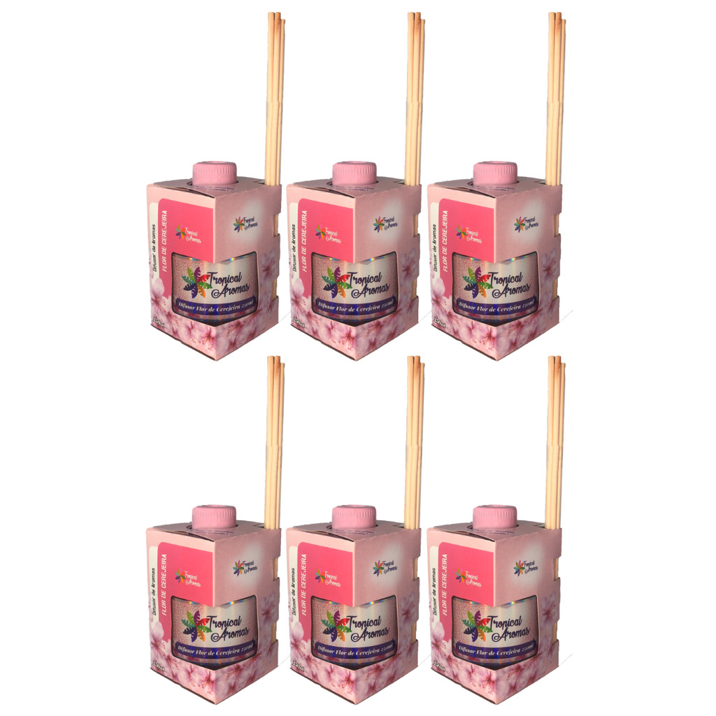 Kit Difusor de Ambiente Flor de Cerejeira 250ml Pack 6 Unidades