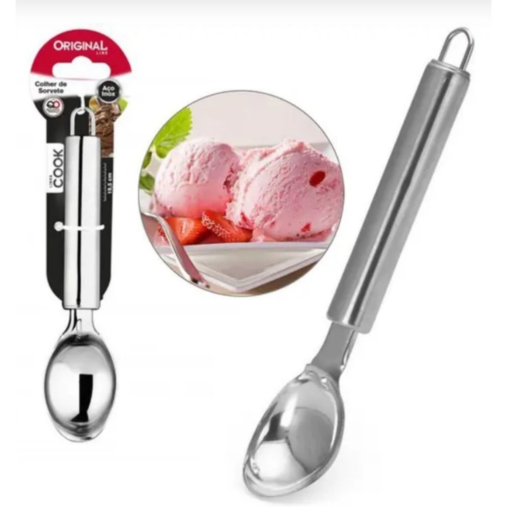 Colher de Sorvete Concha Aço Inox 19,5cm SL0548 - Original