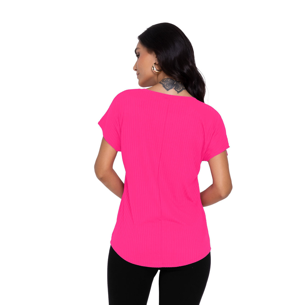 Detalhes do Blusa Feminina Ribana Canelada Básica Rovitex Rosa