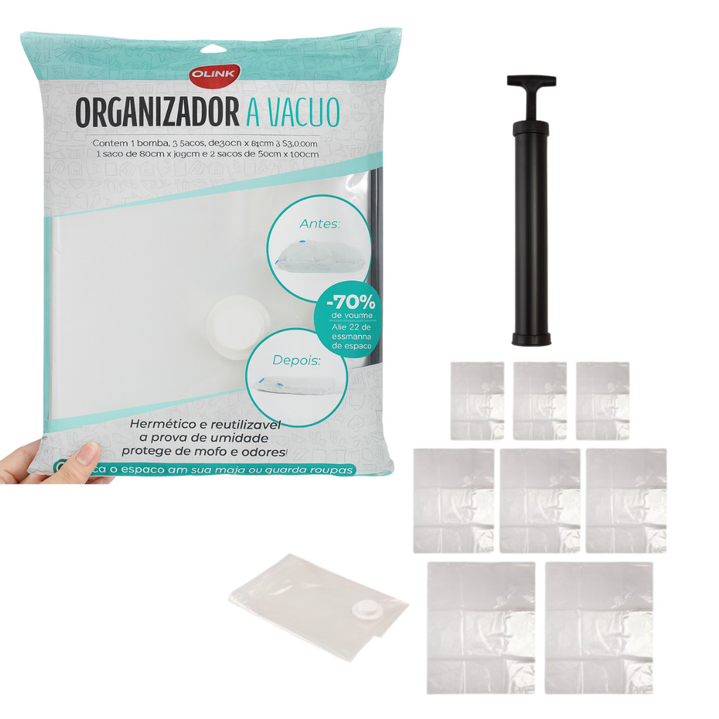 Kit 6/9/11 Sacos A Vácuo Vários Tamanhos Com Bomba Guarda Roupa Para Viagem Organização Mala em Oferta na Shopee