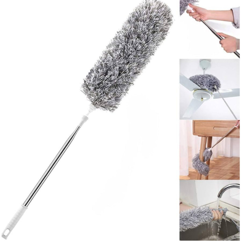 Vassoura de Pó com Cabo Longo e Ajustável 280cm – Ideal para Remover Teias de Aranha e Poeira no Alto