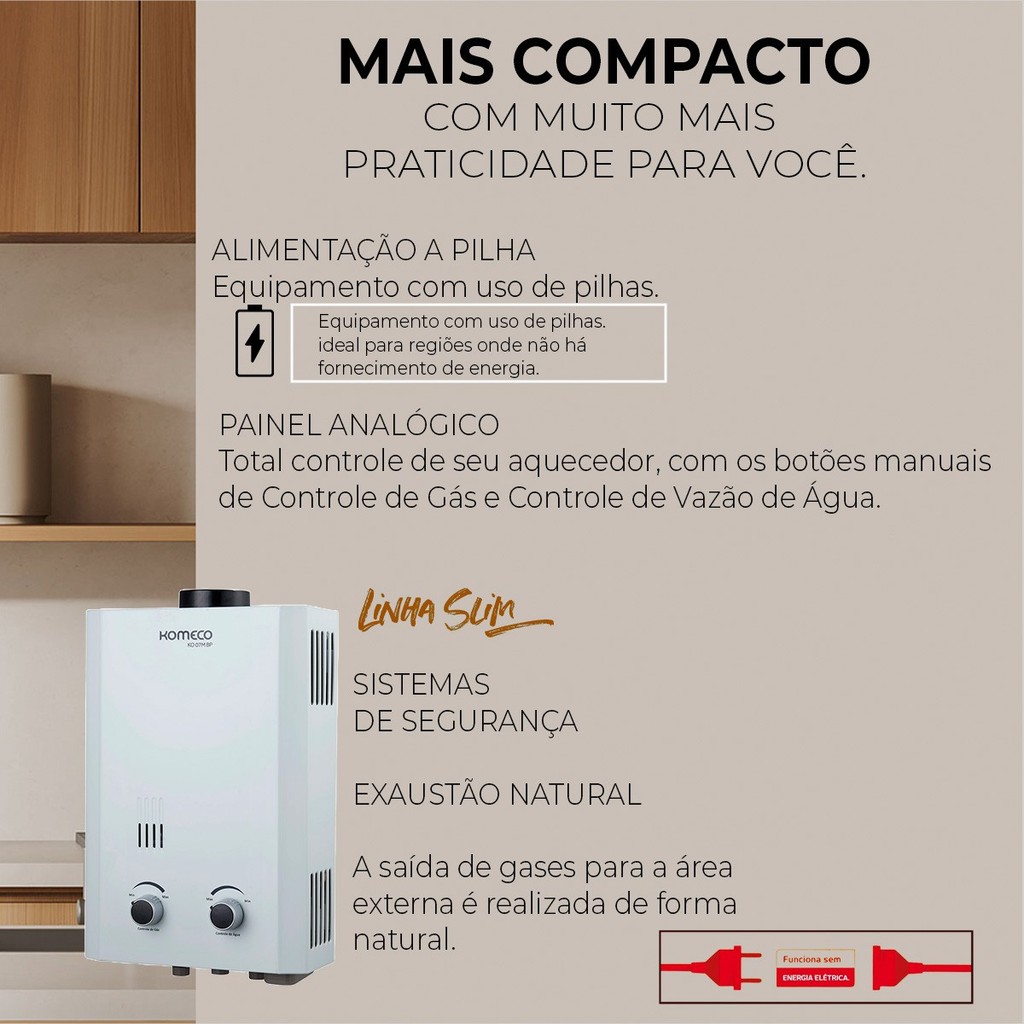 Aquecedor De Água A Gás Natural Komeco 7 litros GN e GLP · foto 2