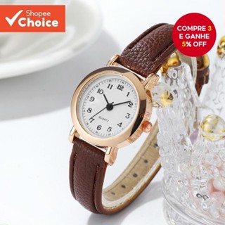 Relógio Feminino Moderno De Quartzo Com Mostrador Pequeno E Números Arábicos Pulseira De Couro em Oferta na Shopee