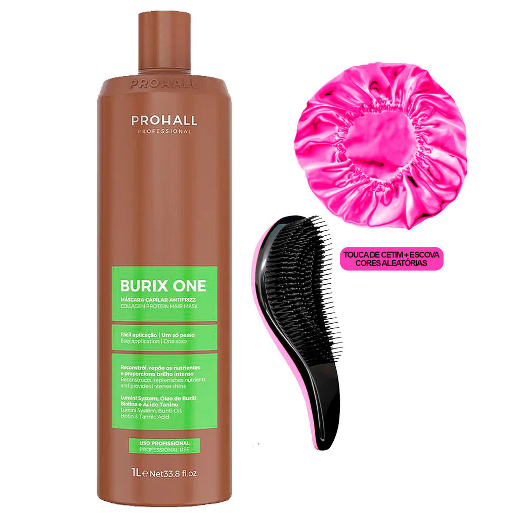 Antifrizz Capilar Progressiva Burix One 1 Litro Prohall +Escova e Touca
