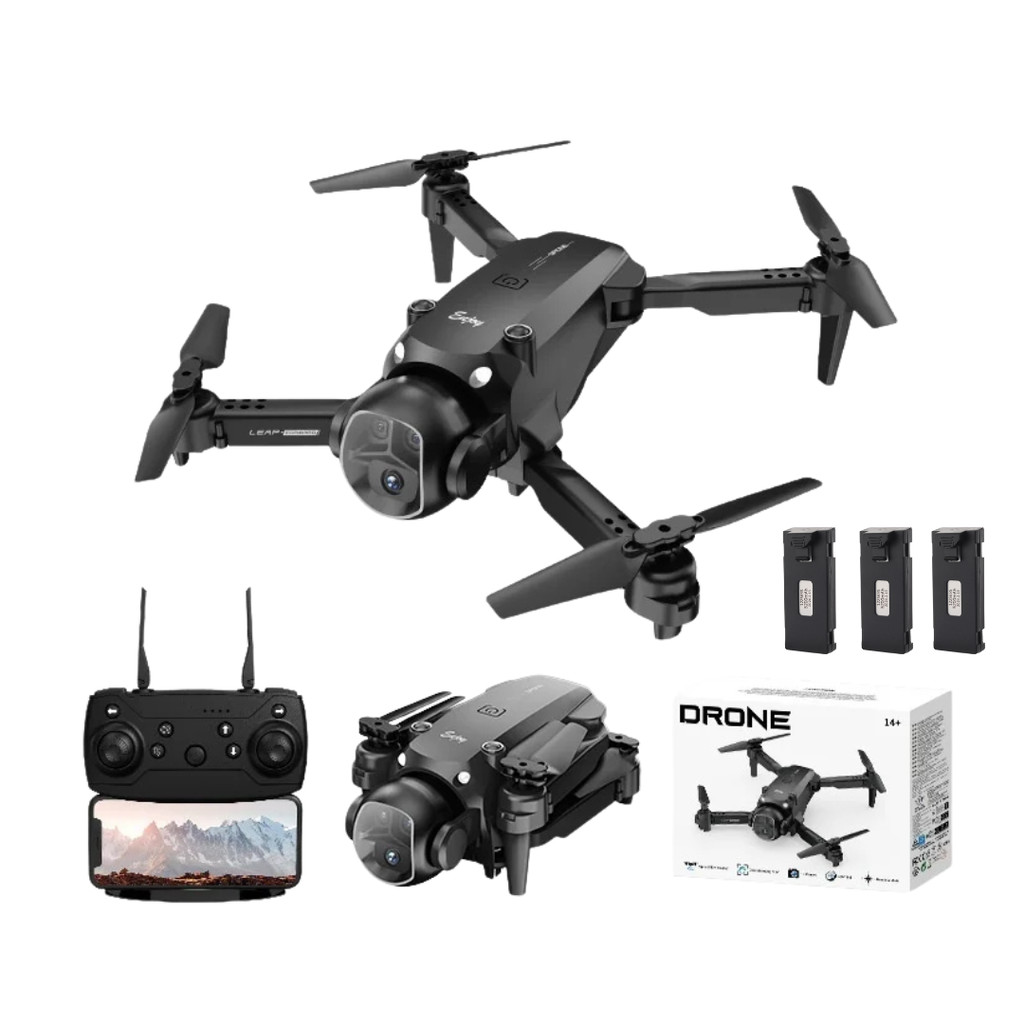 Drone H20/E4 – Câmera Dupla, Wi-Fi, Fluxo Óptico, 3 Baterias