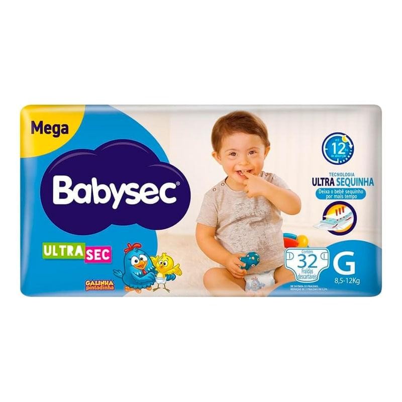 Fralda Babysec Ultrasec Mega Galinha Pintadinha G 32 Unidades em Oferta na Shopee