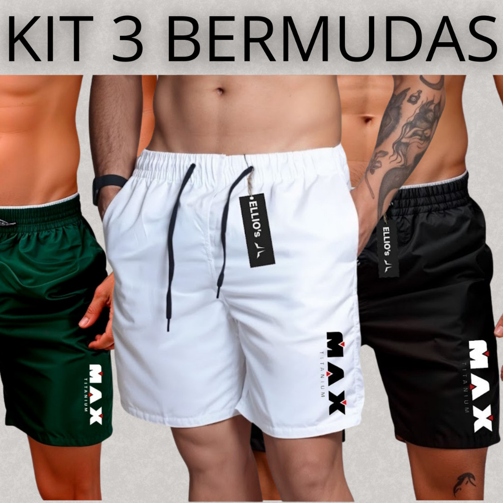 KIT Bermudas Mauricinho Masculina Esportiva - Max Titanium - Short Unidade Academia Corrida Treino Tecido Leve em Oferta na Shopee