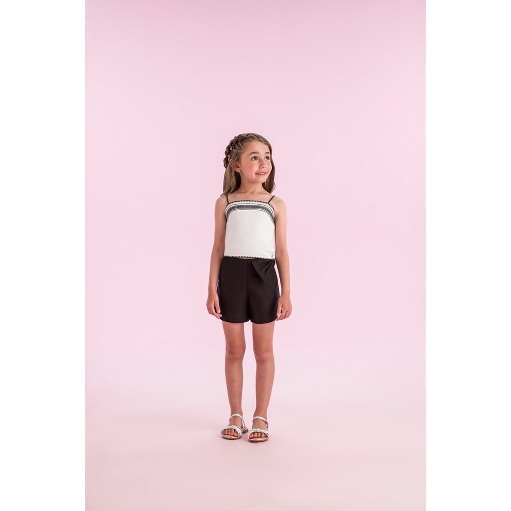 Conjunto Petit Cherie Infantil Cropped Linho Shorts 10 ao 16