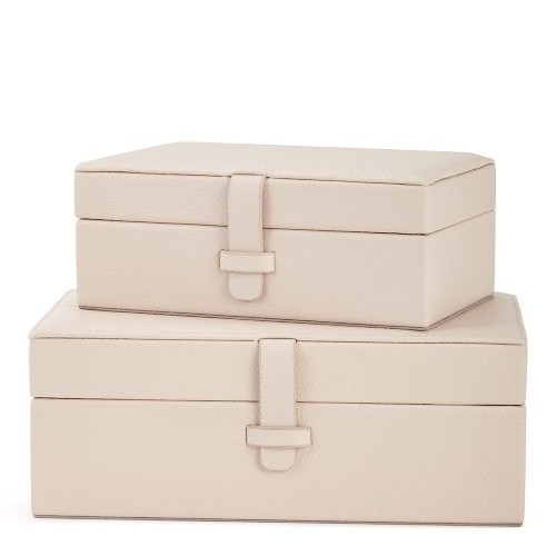 Kit Caixas Organizadoras Decorativa Em Mdf Com Em Pu 2 Pçs em Oferta na Shopee