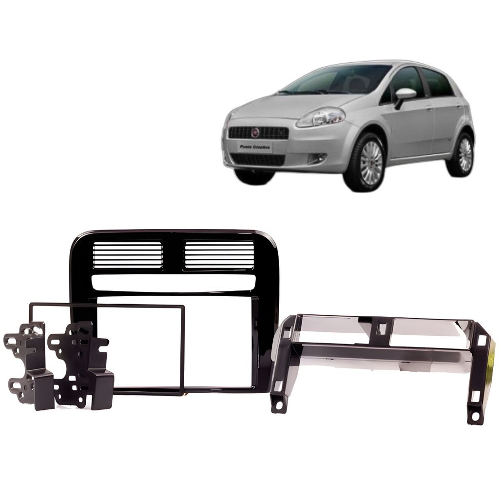 Moldura 2 Din Punto 2008 à 2012 Black Piano Painel Central Multimidia Mp5 Som Expex Autoplast Epx386