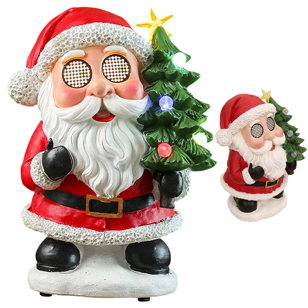 Papai Noel Arvore Natal Mexe os Olhos Enfeite Led Musical Decoraçao Mesa Estante Entrada Festa Evento Fim de Ano
