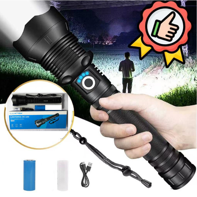 Lanterna tática Super T9 P90/P50 forte e poderosa Tocha Recarregável Acampamento Camping Segurança