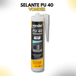 Selante PU 40 Híbrido Preto 387g Vonder Original Secagem Rápida