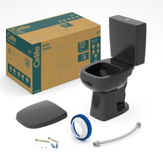 Kit de Bacia com Caixa Acoplada 3/6l e Itens de Instalação City Celite Preto em Oferta na Shopee