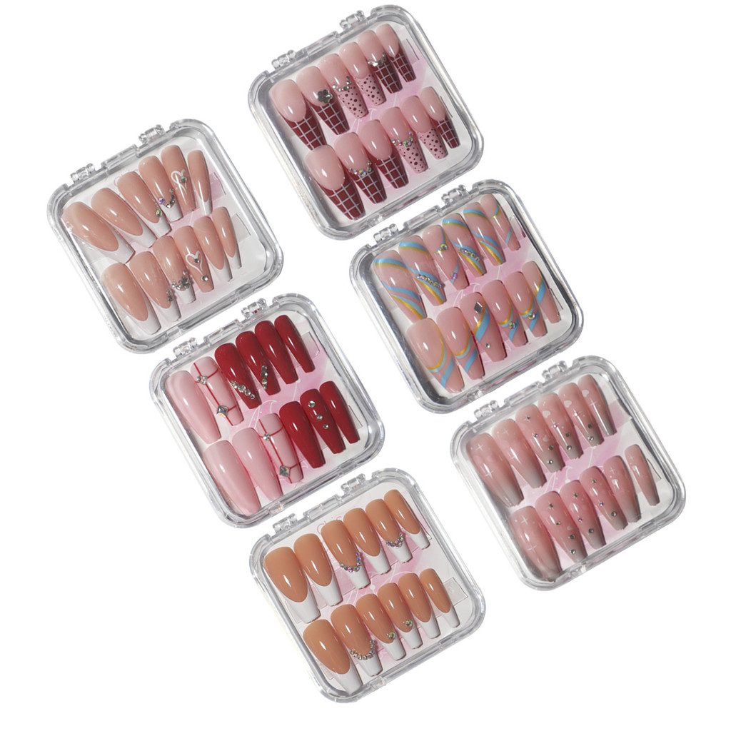 4cx Unha Postica Decorada Longa Bailarina Strass Francesinha