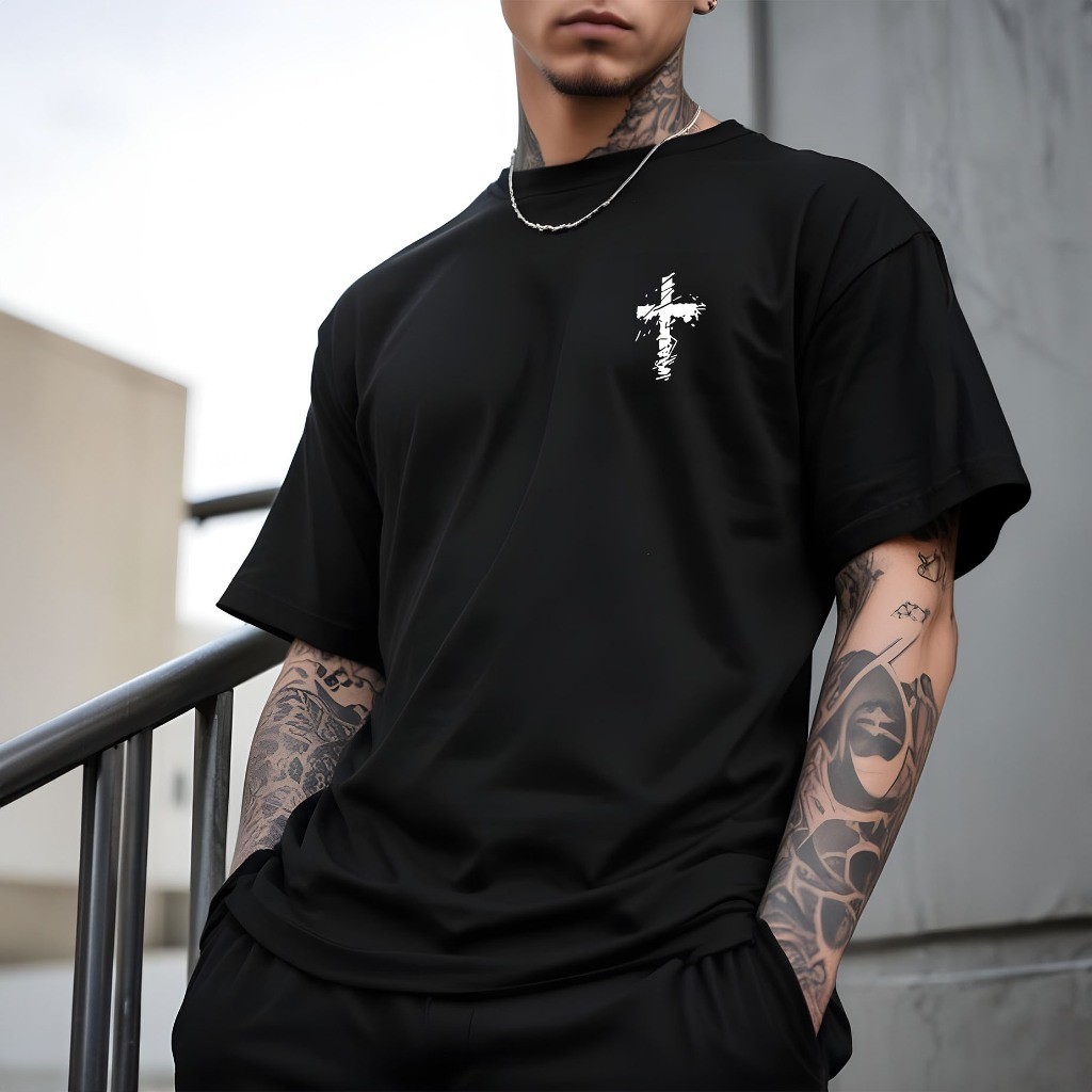 Camiseta Blusa Cruz Mini Masculina Camisa Manfinity 100% Algodão