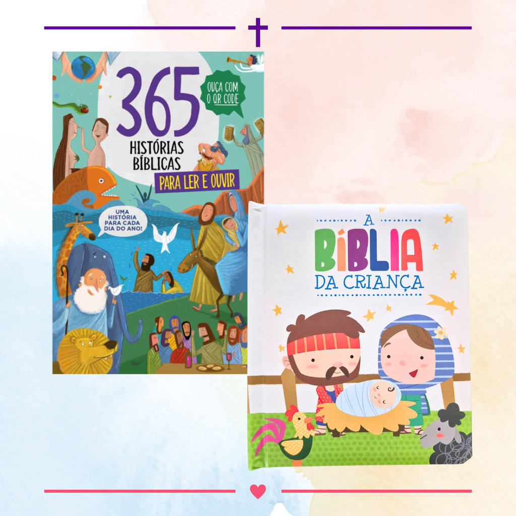 Kit Fé Infantil Bíblia Da Criança E 365 Histórias Para Ler E Ouvir 1 Livro Ou 2 em Oferta na Shopee