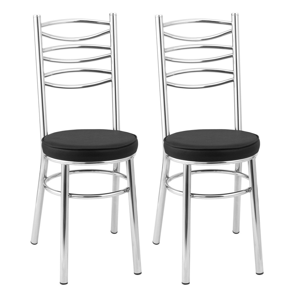 Kit 2 Cadeiras Cromadas Cc34 - A101 Cromado/Preto em Oferta na Shopee