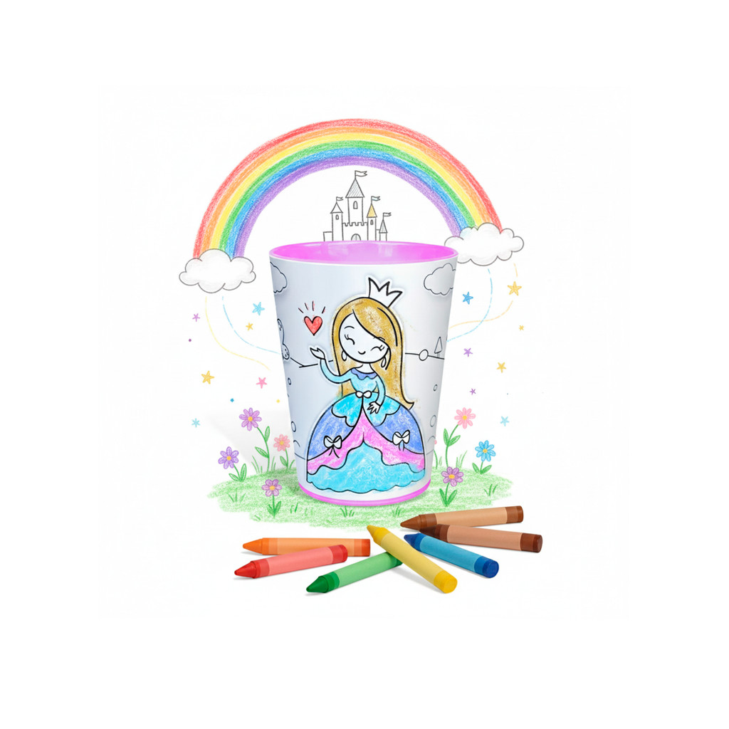 Copo Para Pintar com Giz de Cera - Princesa - Tuby
