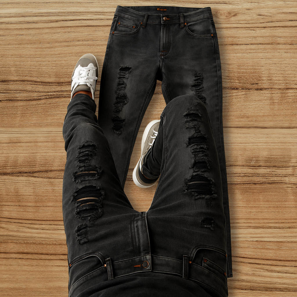 Calça Jeans Masculina Jogador Preta Estonada Premium Luxo, Exclusive em Oferta na Shopee