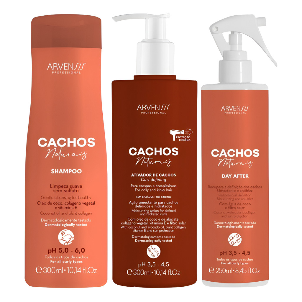 Kit Arvensis Cachos Shampoo Ativador Crespo Day After