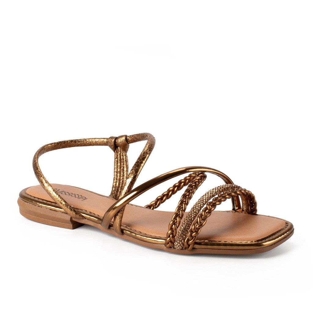Sandália Mississipi Rasteira Metalizada Feminina J0661 em Oferta na Shopee
