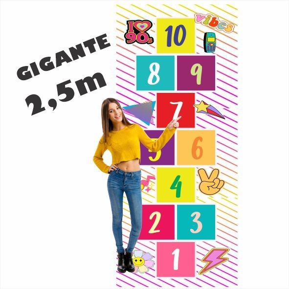 Lindo Tapete Jogo da Amarelinha Infantil Em Lona Temática anos 90, presente aniversário, artigo decorativo festa temátic