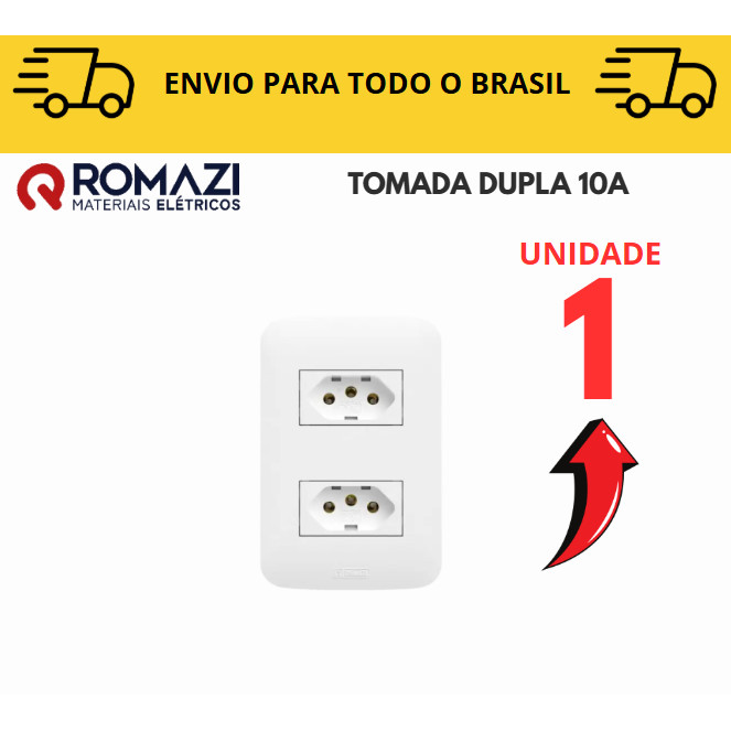 Tomada Dupla 10A canoa romazi e Interruptores linha canoa romazi / 10A / 20A / Paralelo / Tomada