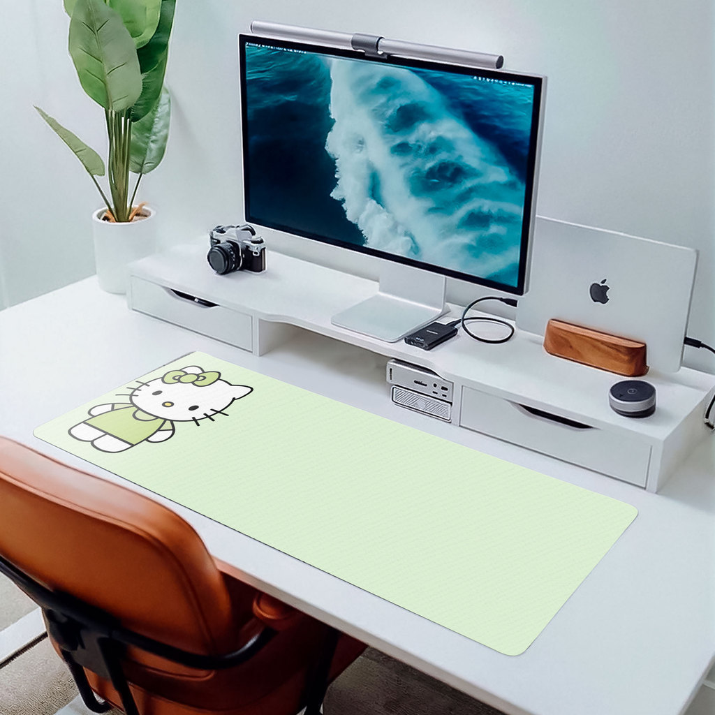 MousePad Gamer Hello Kitty Verde 80x30 Deskpad Gamer Grande Setup Feminino Personalizado Grande RGB Anime