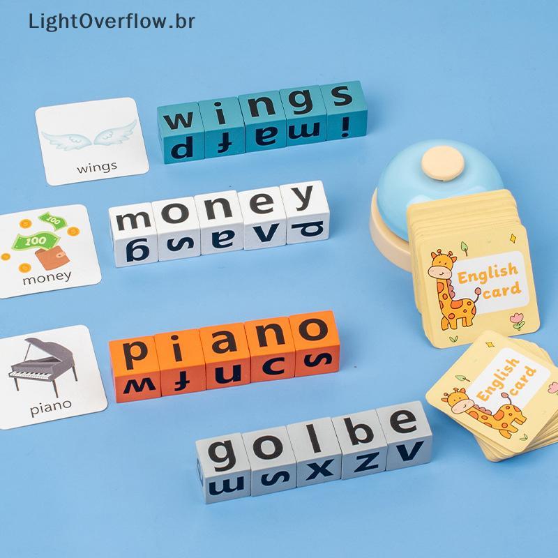 LOF Quebra-Cabeça Feitiço De Madeira Palavra Brinquedos Carta Desafio Cognitivo Memória Inglês Jogo De Palavras Aprendiz