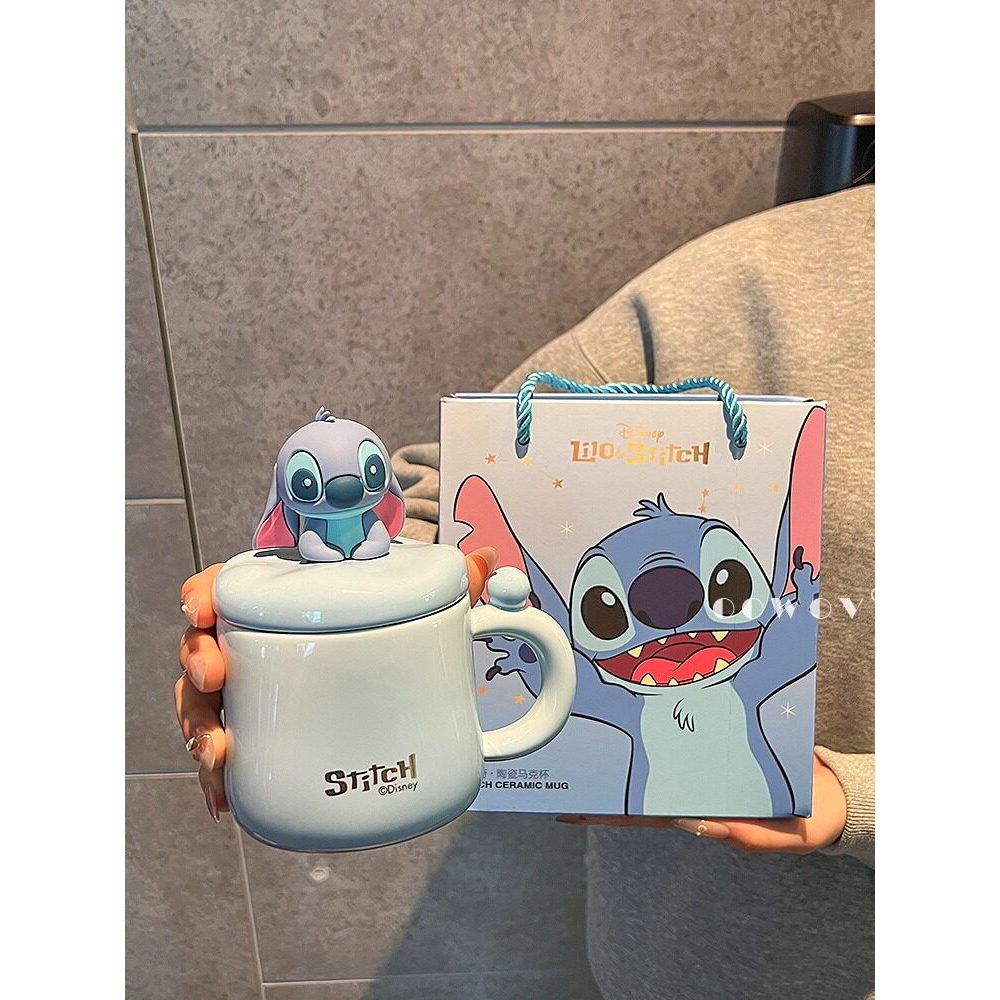 Disney disney Stitch caneca de cerâmica casa casal copo de água feminino alto valor acompanhando presente de aniversário