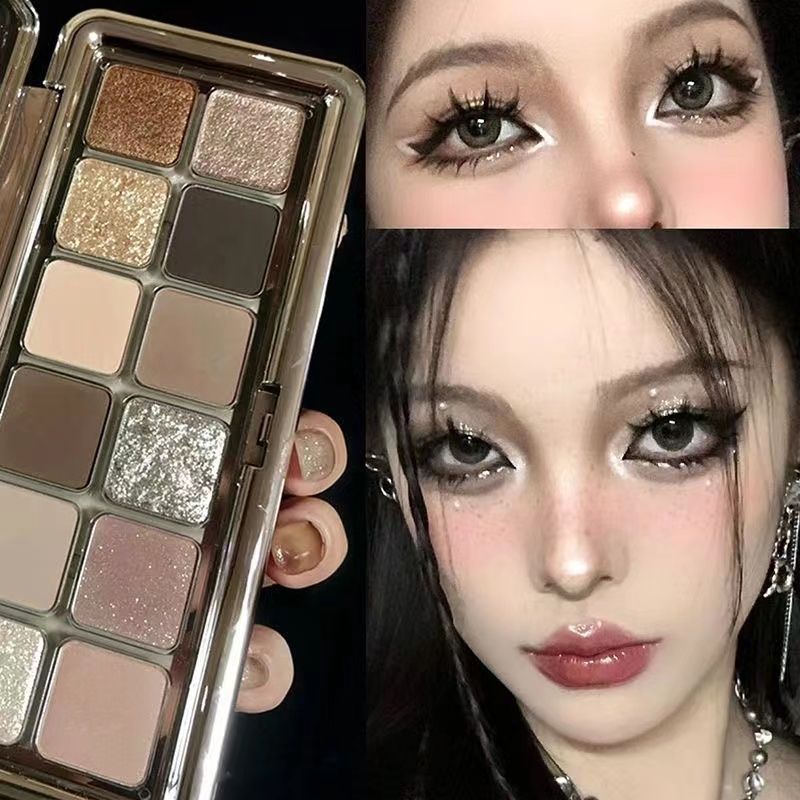 Estilo coreano antigo pequeno fumado 12 cores paleta de sombras baixa saturação tom frio cinza marrom fosco cimento pero