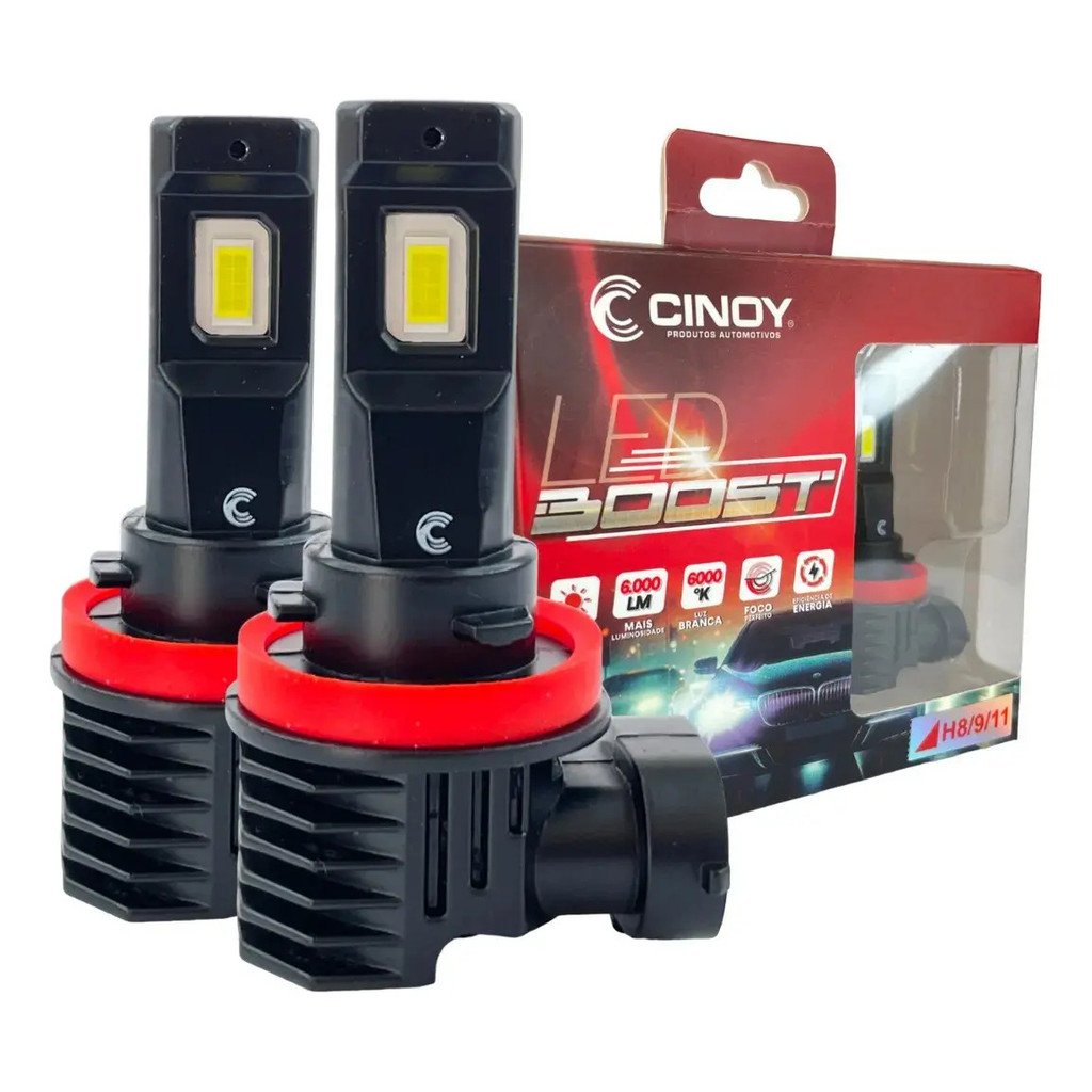 Lâmpada Ultra Led Boost Cinoy H8 H9 H11 6000l 6000k Só Pluga