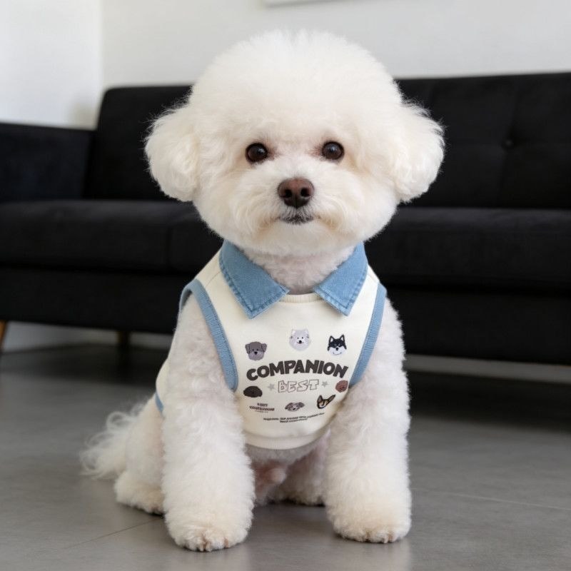 Roupas para cães e gatos de estimação estampadas colete de lapela POLO Schnauzer Bichon cachorro pequeno