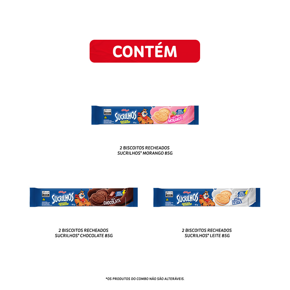 Combo Biscoito Recheado Sucrilhos Sabores Sortidos 85g 6 Unidades · foto 2