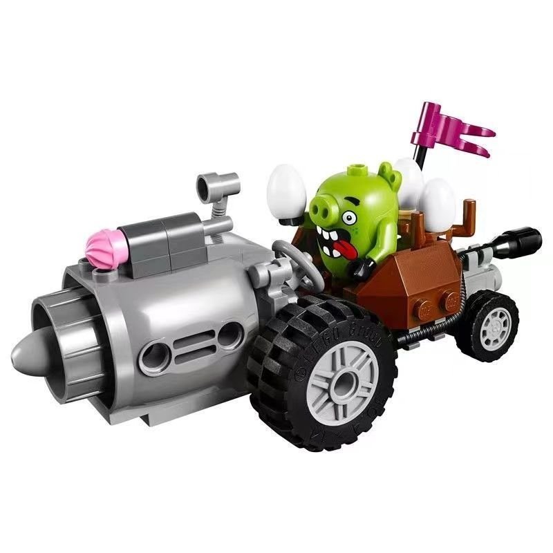 Compatível com o brinquedo de blocos de montar infantil LEGO 75821 Angry Birds Series Pig Car Escape, mesmo modelo AHQ9.