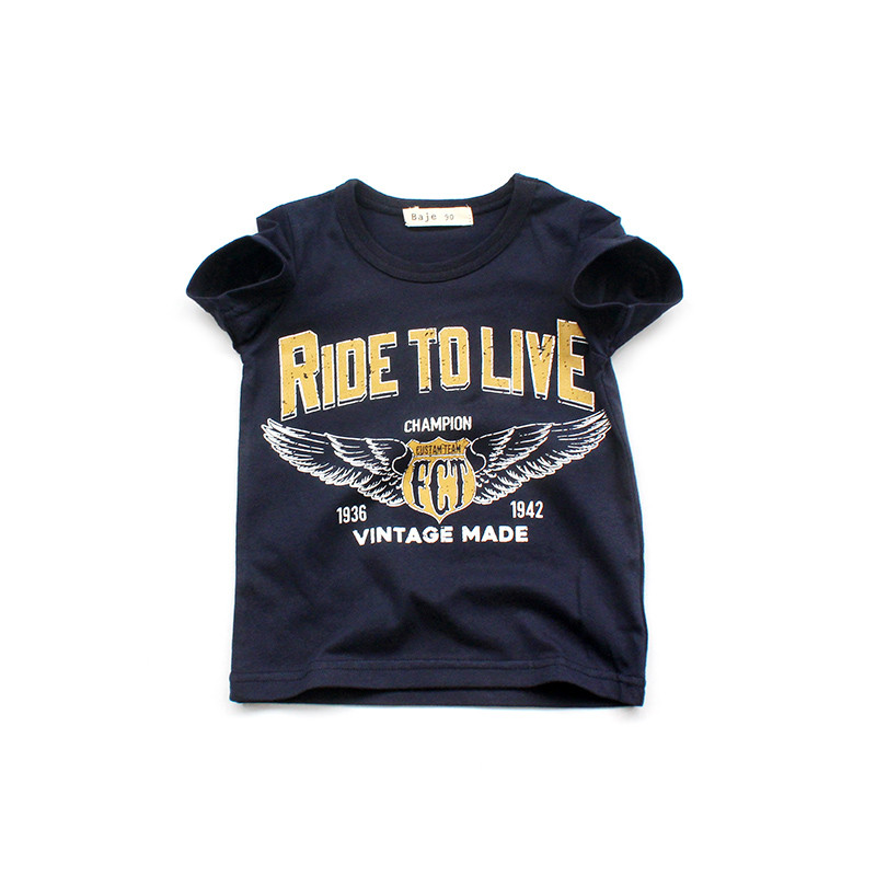 Estilo americano japonês único menino escudo camiseta de manga curta crianças estilo esportivo Undershirt bebê puro algo
