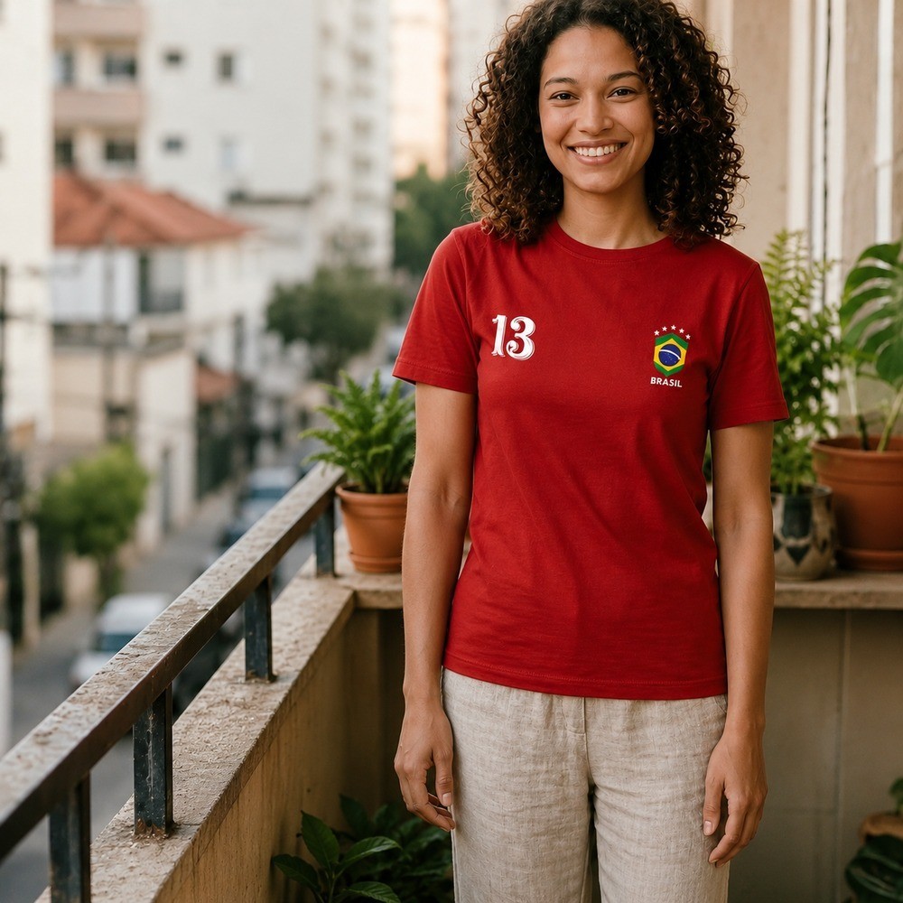 Camiseta "Brasil 13" Homem Mulher Masculino Feminino Lula pt Copa do Mundo Unissex em Algodão Estampa Premium Promoção