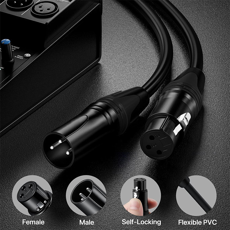 Cabo XLR de três núcleos, cabo de áudio XLR macho para fêmea, cabo de conexão de microfone de áudio KTV, microfone profi