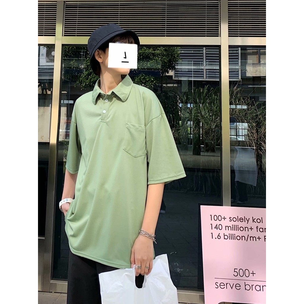 Cor sólida lapela de manga curta camiseta polo masculina Street Wear japonês solto all-match topo Harajuku porto estilo