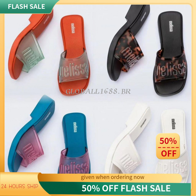 {ESTOQUE PRONTO} Melissa2026 Melissa Novo Estilo Verão Chinelos Femininos Flip-Flops Rosto Largo Sola Grossa Salto Médio