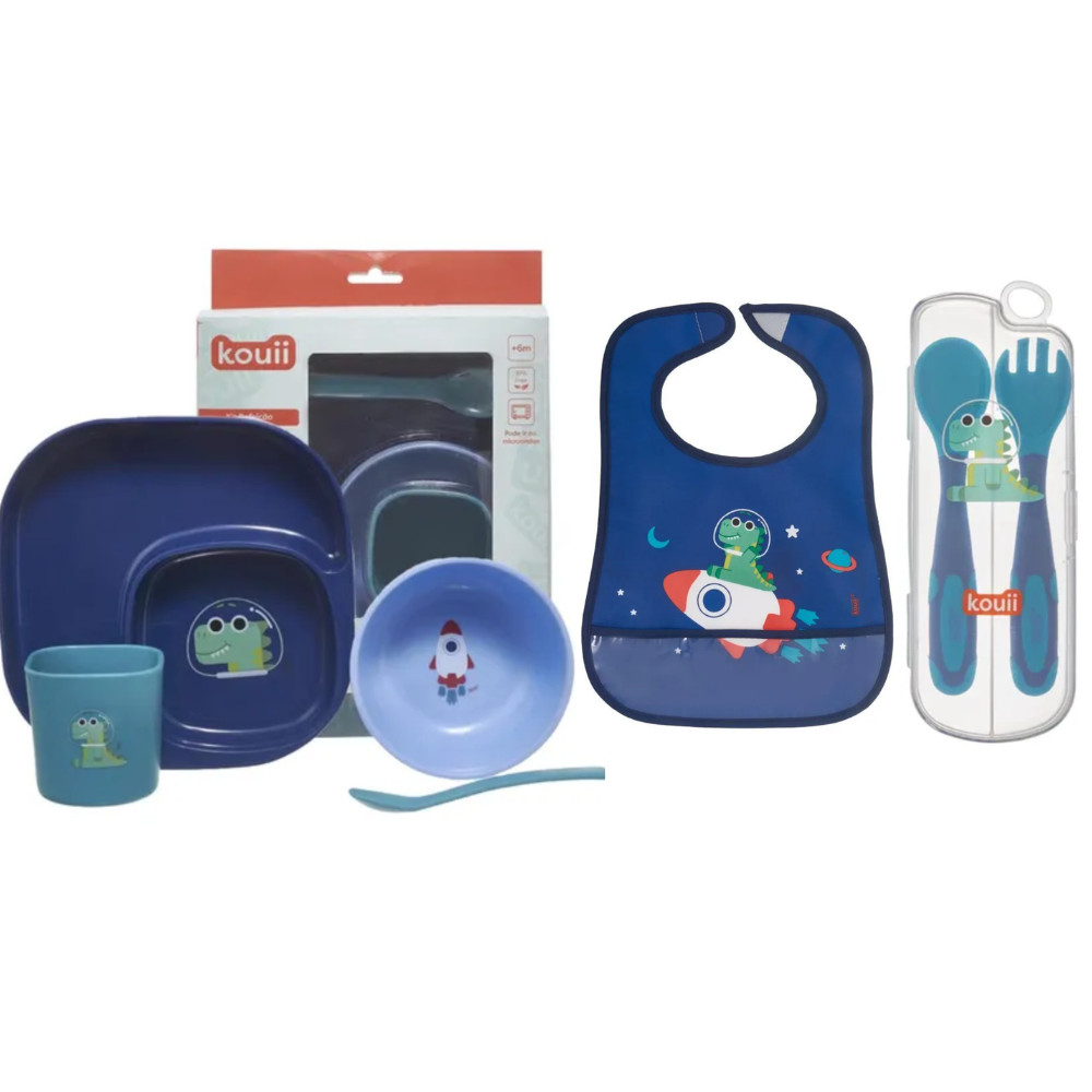 KIT REFEIÇÃO C/ 4 PÇS , BABADOR E TALHERES DE PLÁSTICO KOUII FIHOTIIS ASTRONALTA - PACIFIC