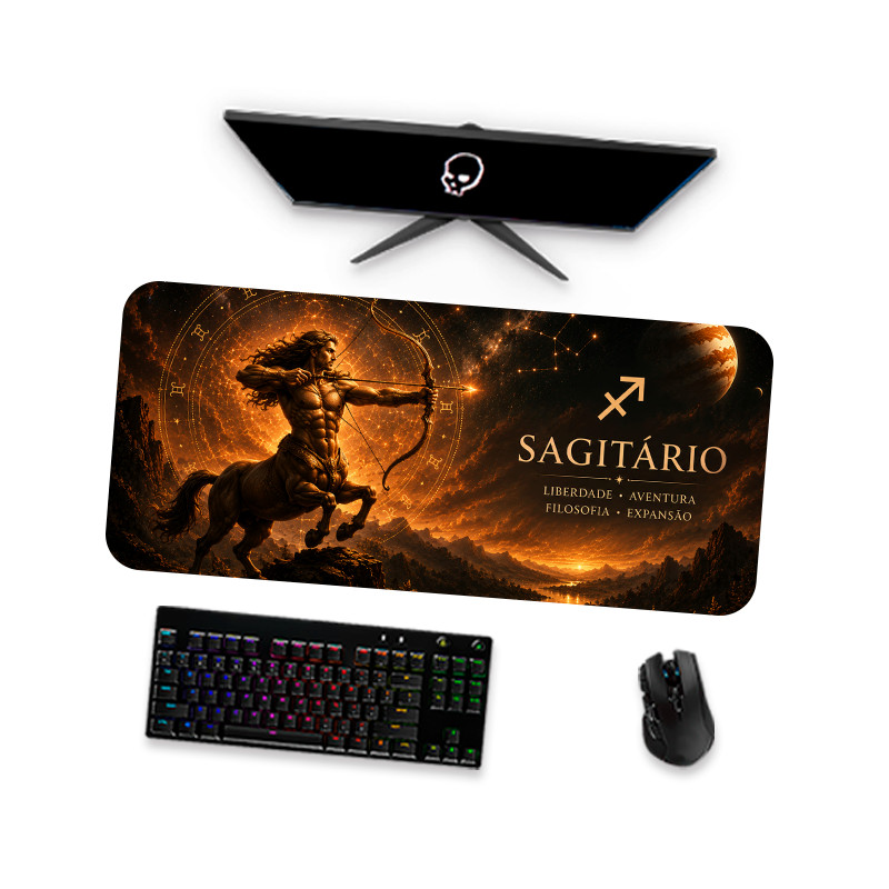 Mouse Pad Gamer Grande SIGNOS DO ZODIÁCO SAGITÁRIO 1 90x40 80x40 60x40 70x30 45x40