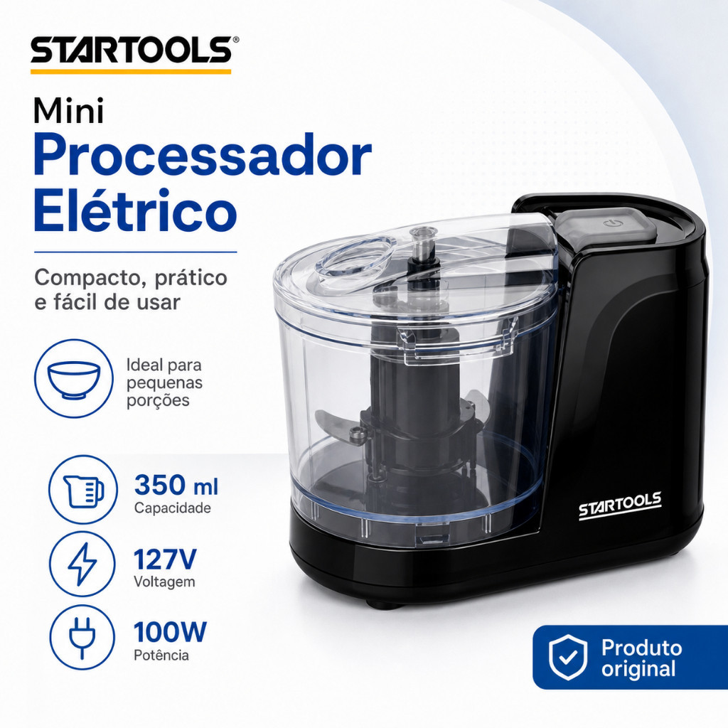 Mini Processador Triturador Elétrico 100w 350ml - Preta Preto 127v