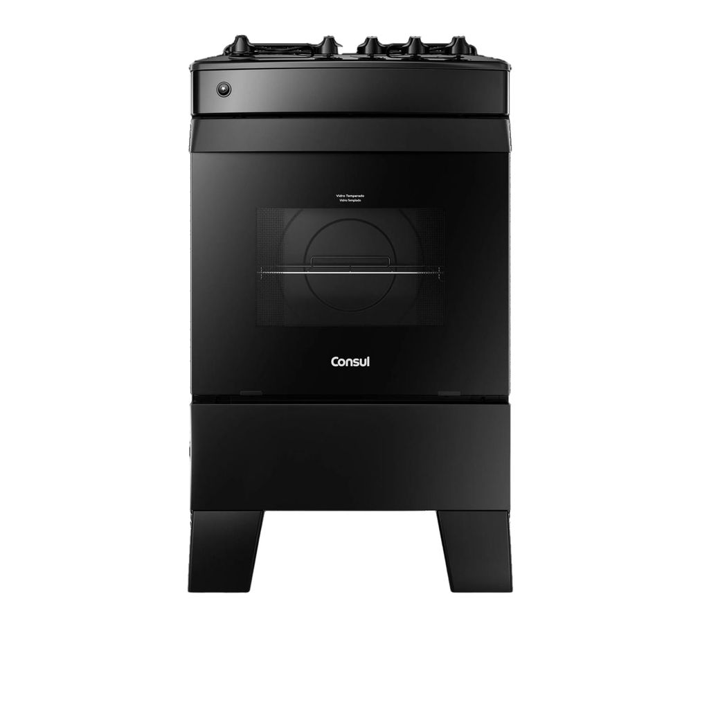 Fogão 4 Bocas Preto Consul com Mesa Esmaltada - CFO4ZAE