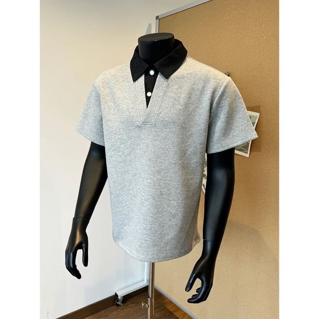 Camiseta de manga curta masculina Street Wear verão solto meia manga 2025 novo estilo influenciador tendência ins simple