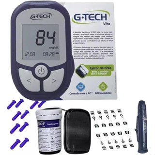 Kit Medidor De Glicemia G-tech Vita Completo + 100 agulhas Gratis ENVIO IMEDIATO em Oferta na Shopee