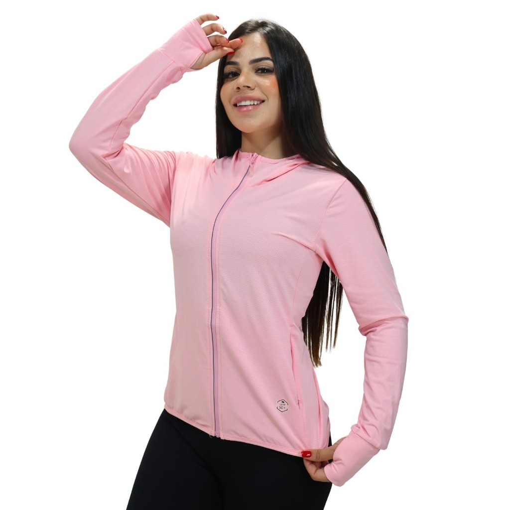 Jaqueta Feminina Esportiva com Dedal e Proteção Solar UV Importada