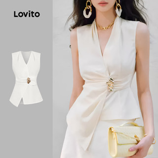 Lovito Cinturão de Metal Elegante para Blusa de Primavera/verão Branca para mulheres L142LD444 em Oferta na Shopee